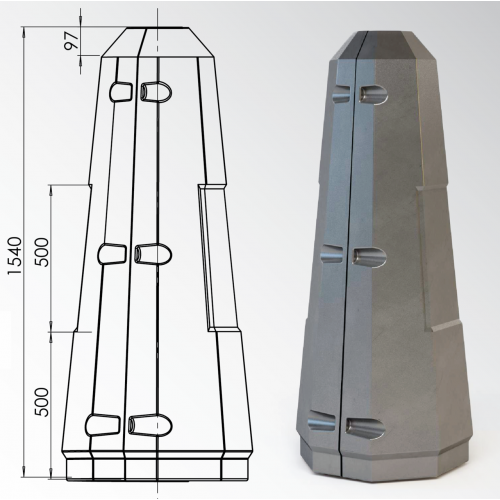 Цоколь восьмигранный стеклопластиковый А1 210х1540 мм в Сахалине

